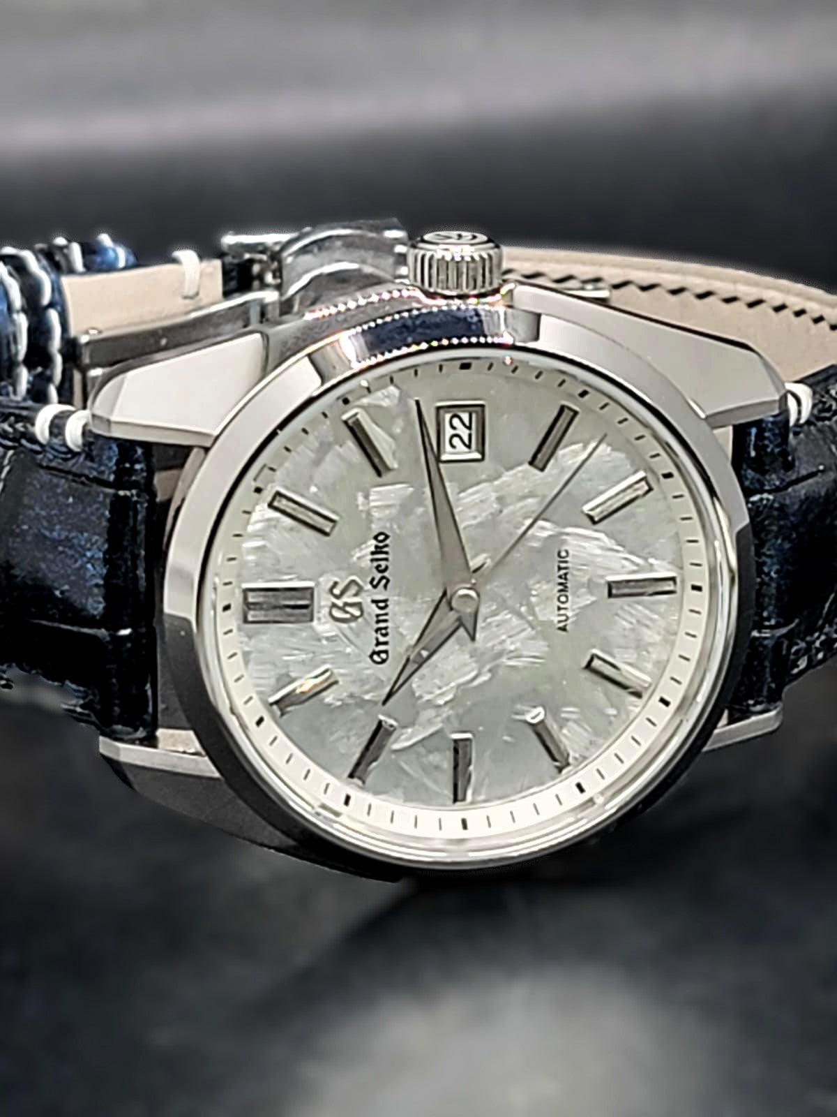 CUSTOM PREMIER GRAND SEIKO WHITE SHUNBUN MOD WITH GALAXY BLUE n GOLD LEATHER