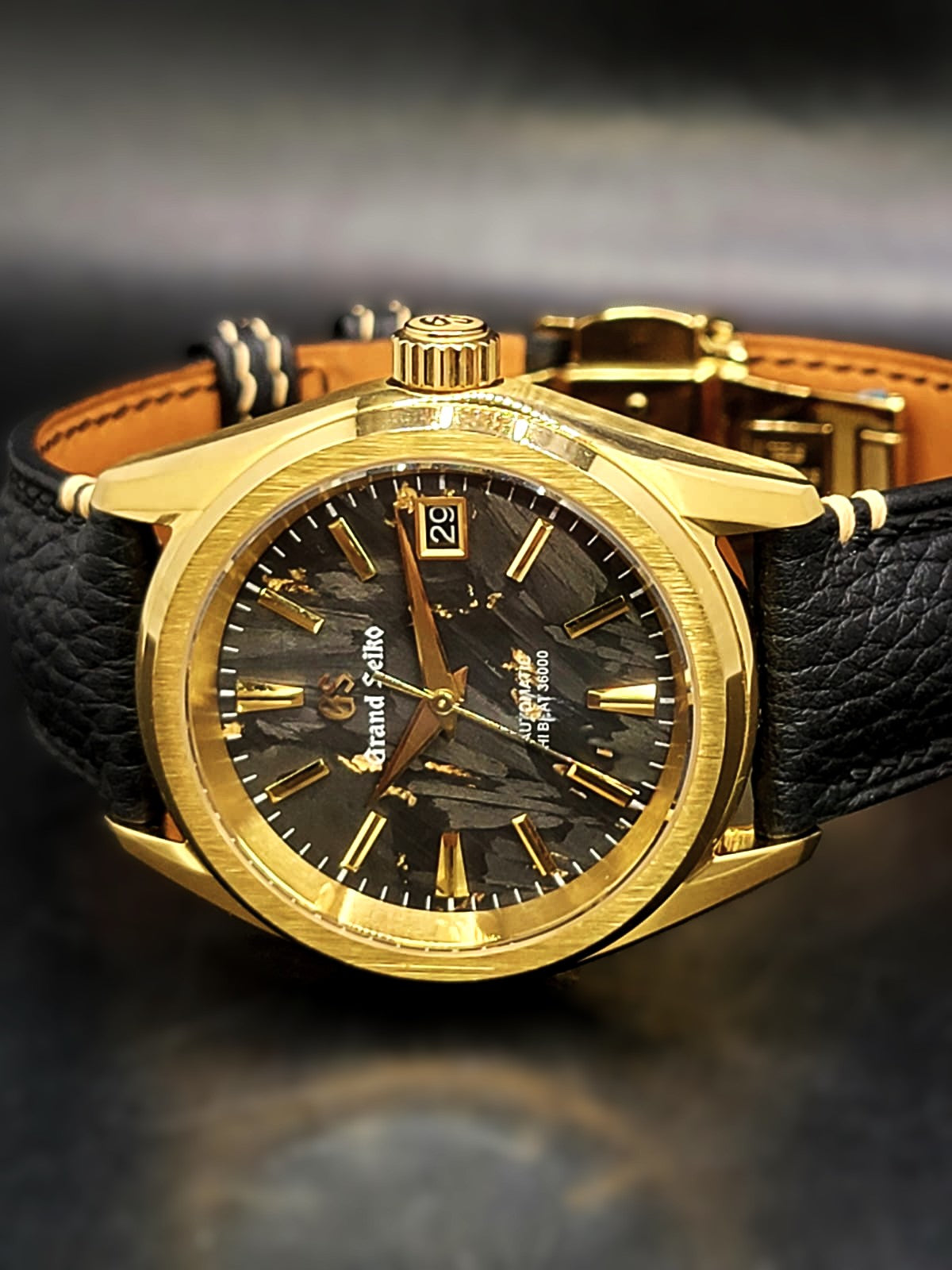 **BRAND NEW PREMIER** CUSTOM MOD 38MM (GRAND SEIKO BLACK & GOLD) HI-DEF TEXTURED DIAL AUTOMATIC NEW **BUILD TO ORDER, SERIOUS INQUIRES ONLY PLEASE**