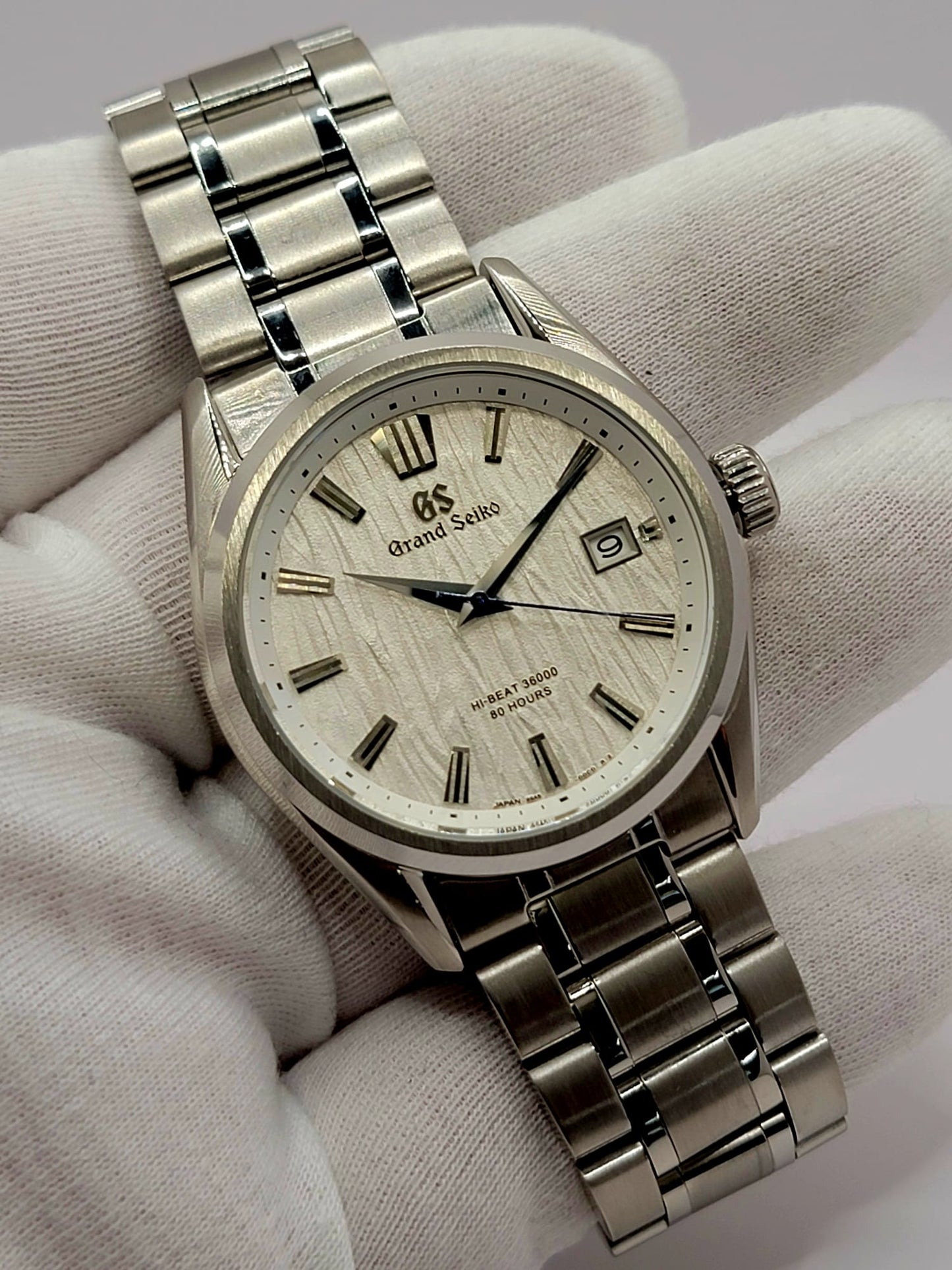 CUSTOM MOD (GRAND SEIKO HERITAGE ) WHITE TEXTURED DIAL AUTOMATIC NH35A MOVEMENT W/ OPEN BACK NEW