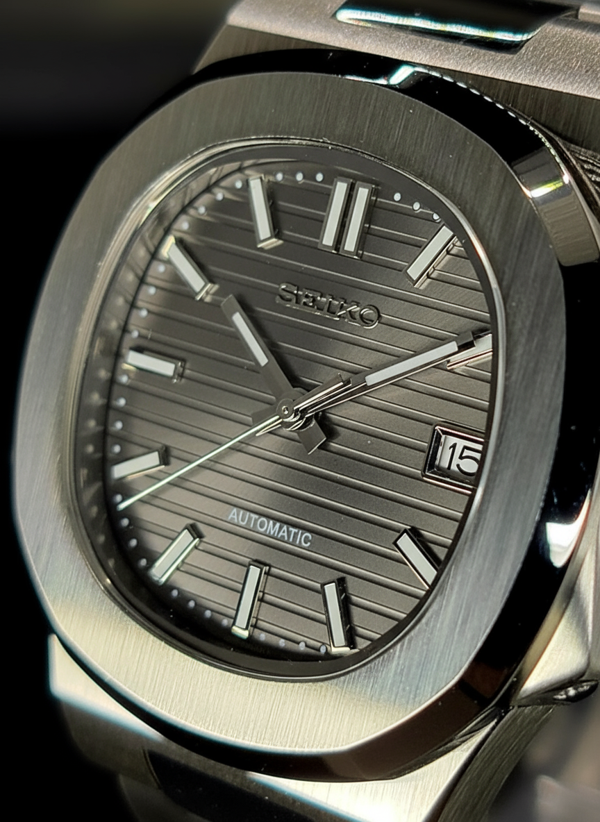 CUSTOM SEIKO NAUTILUS GREY DIAL MOD WATCH Automatic Movement