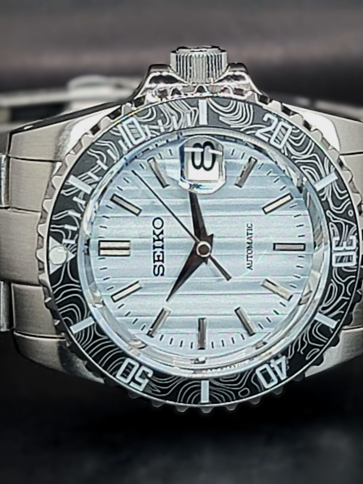 CUSTOM PREMIER SEIKO MOD - VERTICAL BLUES - AUTOMATIC