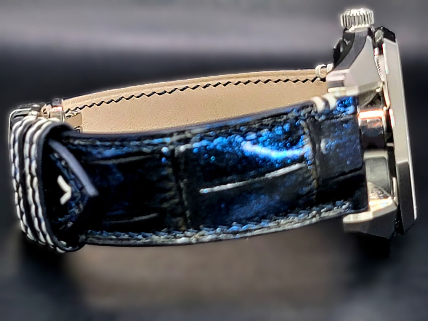 CUSTOM PREMIER GRAND SEIKO WHITE SHUNBUN MOD WITH GALAXY BLUE n GOLD LEATHER