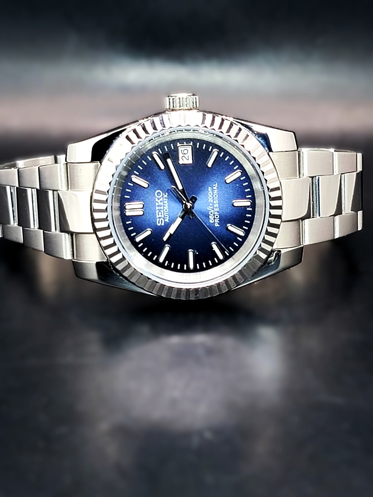CUSTOM SEIKO MOD - NAVY BLUE - DATEJUST CASE - AUTOMATIC