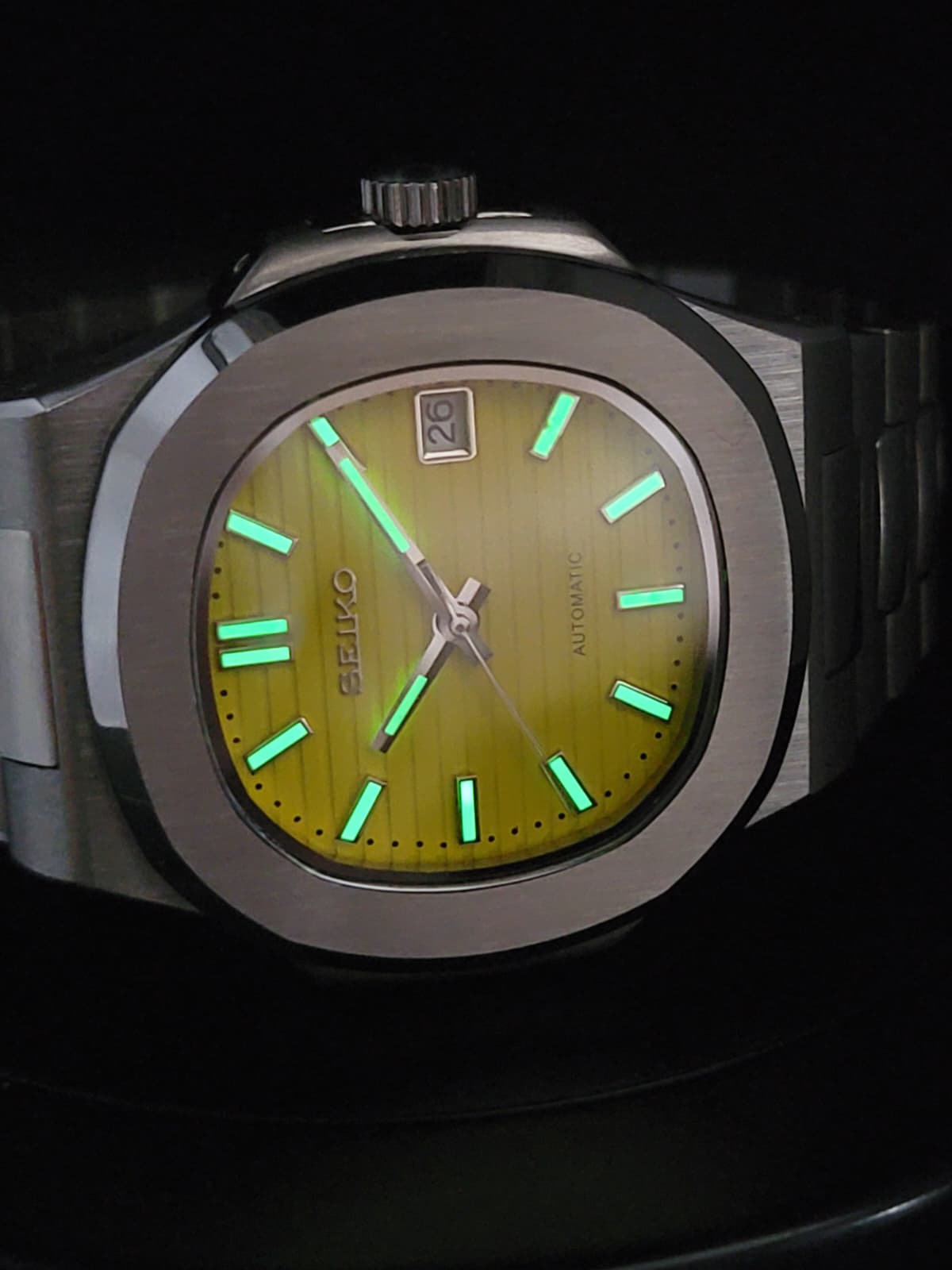 CUSTOM SEIKO NAUTILUS YELLOW DIAL MOD WATCH Automatic Movement
