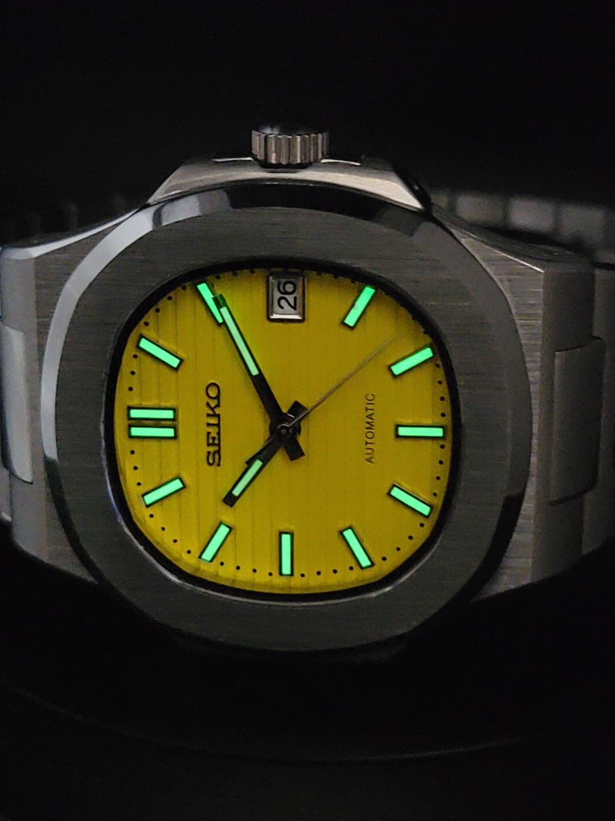 CUSTOM SEIKO NAUTILUS YELLOW DIAL MOD WATCH Automatic Movement