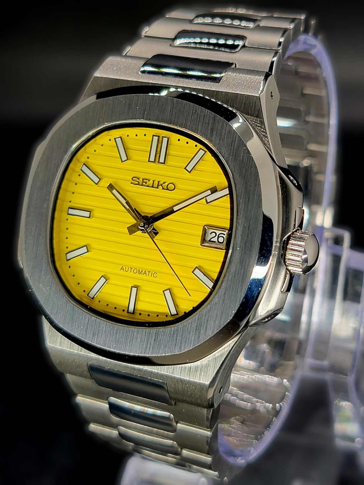 CUSTOM SEIKO NAUTILUS YELLOW DIAL MOD WATCH Automatic Movement ...