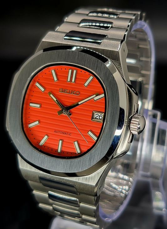 CUSTOM SEIKO NAUTILUS RED DIAL MOD WATCH Automatic Movement