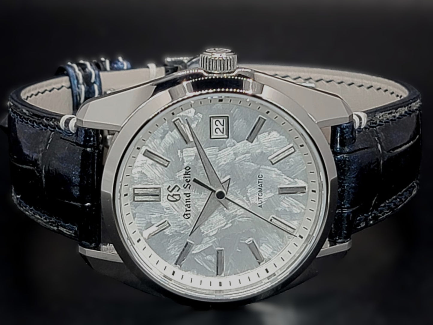 CUSTOM PREMIER GRAND SEIKO WHITE SHUNBUN MOD WITH GALAXY BLUE n GOLD LEATHER