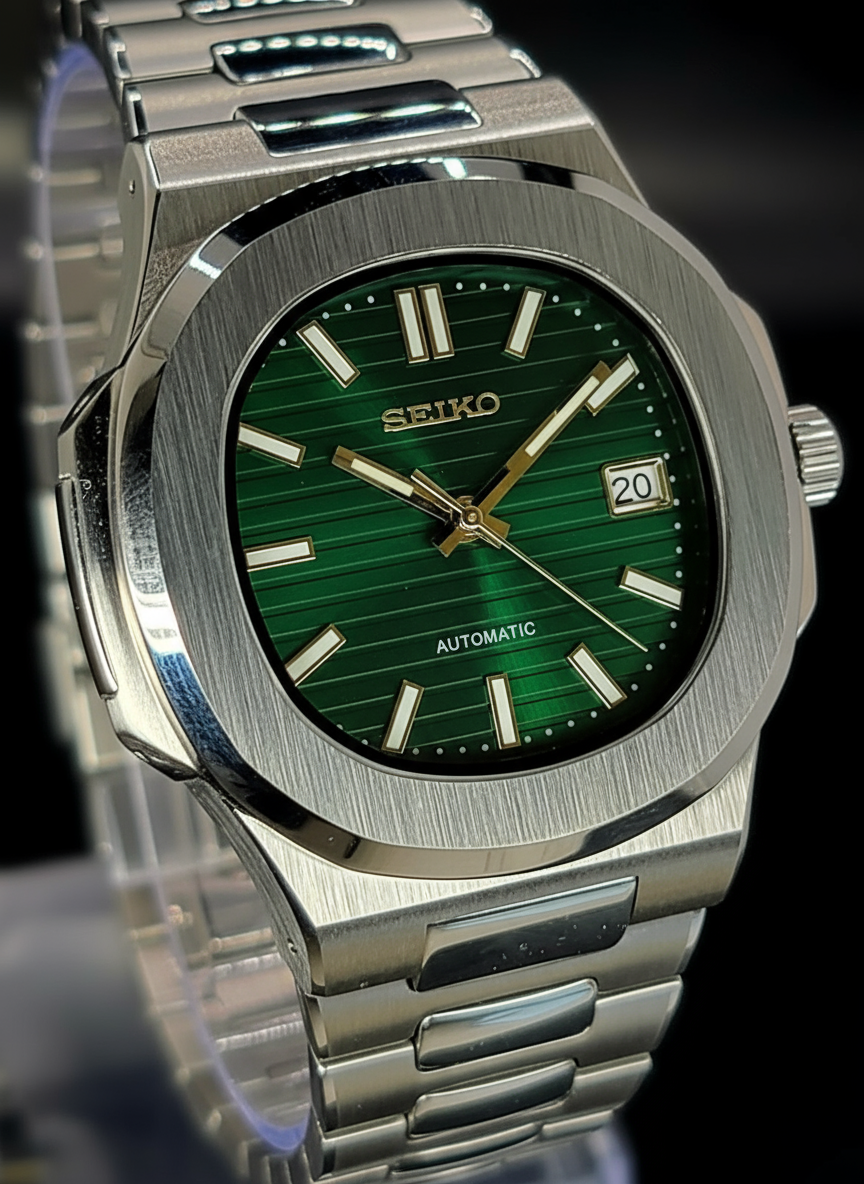 CUSTOM SEIKO NAUTILUS GREEN DIAL MOD WATCH Automatic Movement