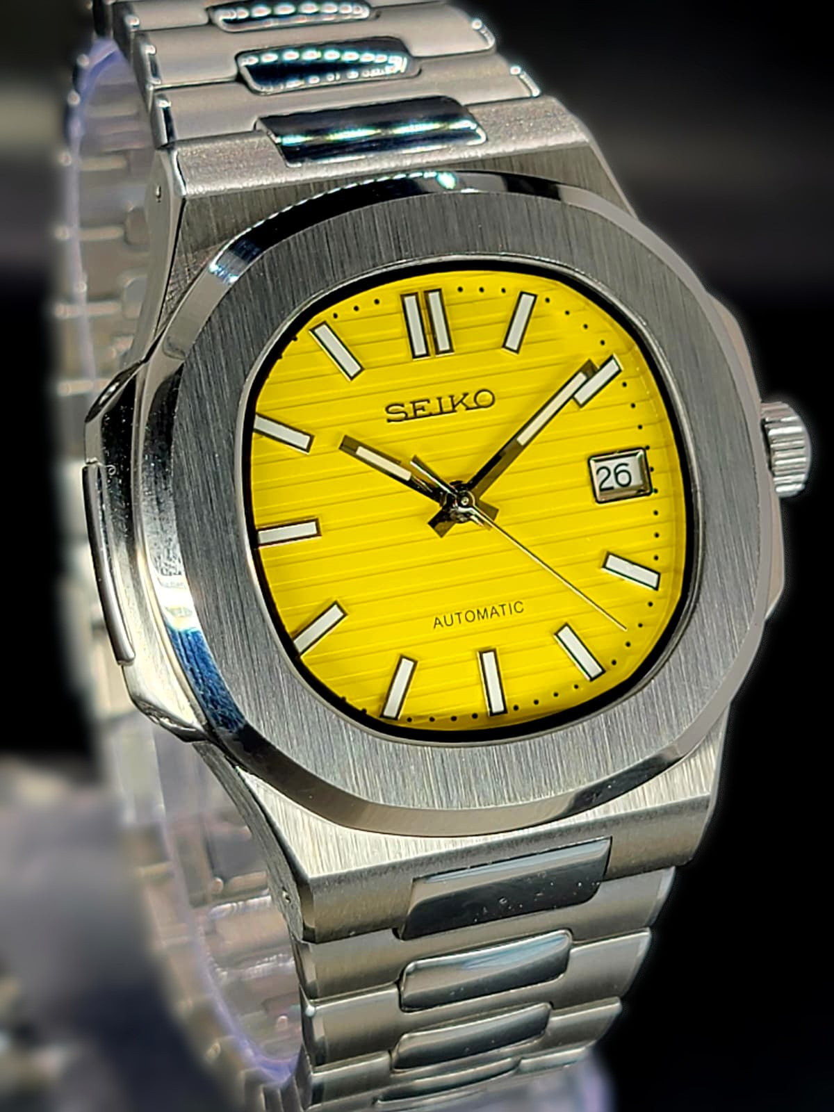 CUSTOM SEIKO NAUTILUS YELLOW DIAL MOD WATCH Automatic Movement