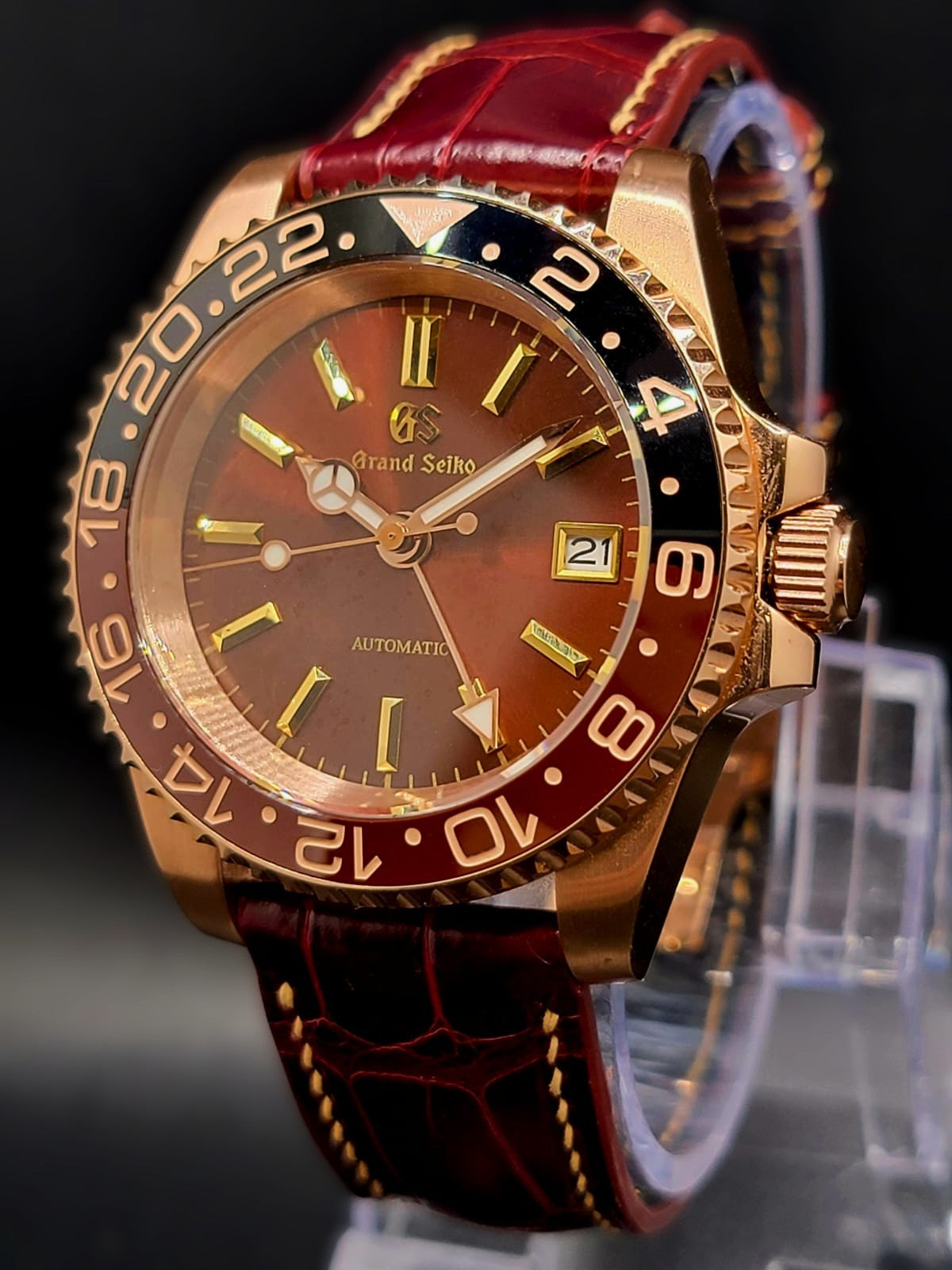***BRAND NEW Grand Seiko Rose Gold Men's Premier MOD Watch-Cust Leather- NH34GMT Automatic
