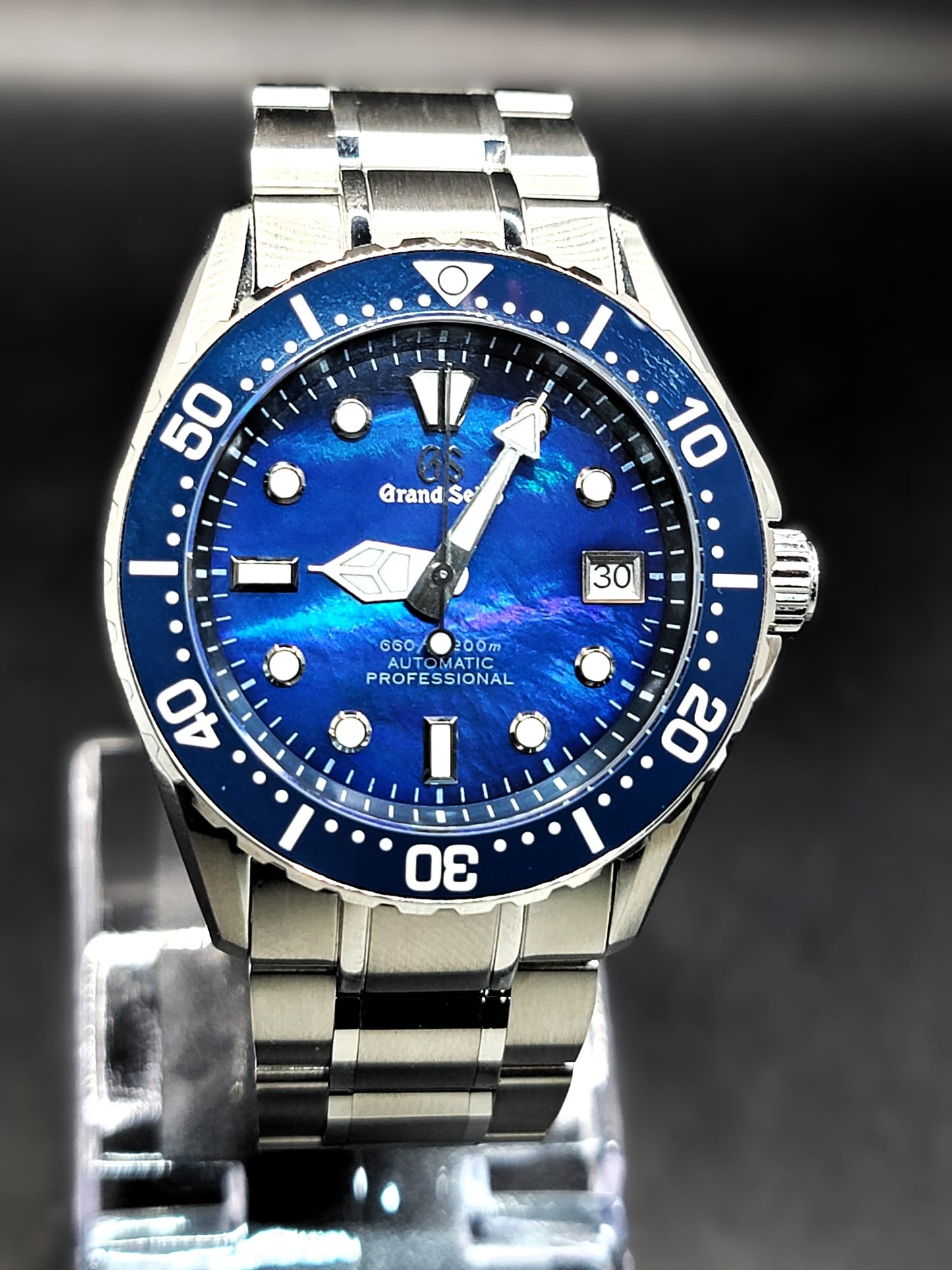 *** BRAND NEW PREMIER CUSTOM MOD 40mm Grand Seiko Sports Collection BLUE MOTHER OF PEARL Mens Watch - NH35
