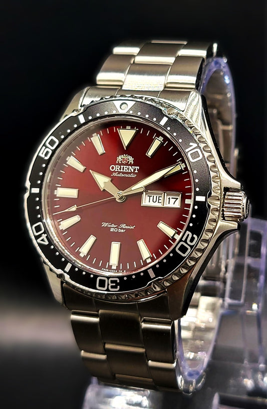 Orient Kamasu Maroon Dial Men's Stainless Steel Diver Watch RA-AA0003R39B