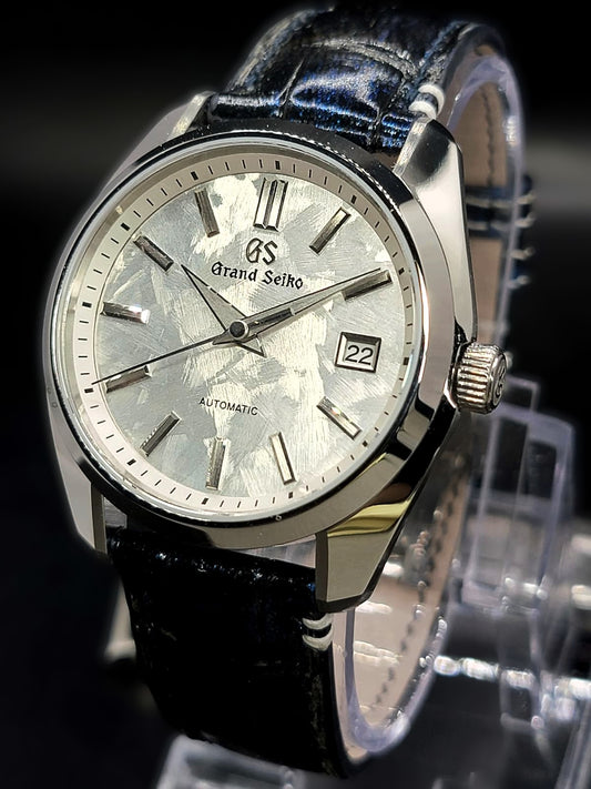 CUSTOM PREMIER GRAND SEIKO WHITE SHUNBUN MOD WITH GALAXY BLUE n GOLD LEATHER