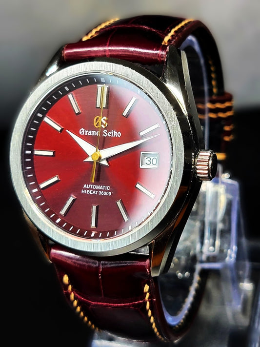 CUSTOM MOD GRAND SEIKO HERTIAGE BURGANDY WITH CUSTOM BURGANDY LEATHER