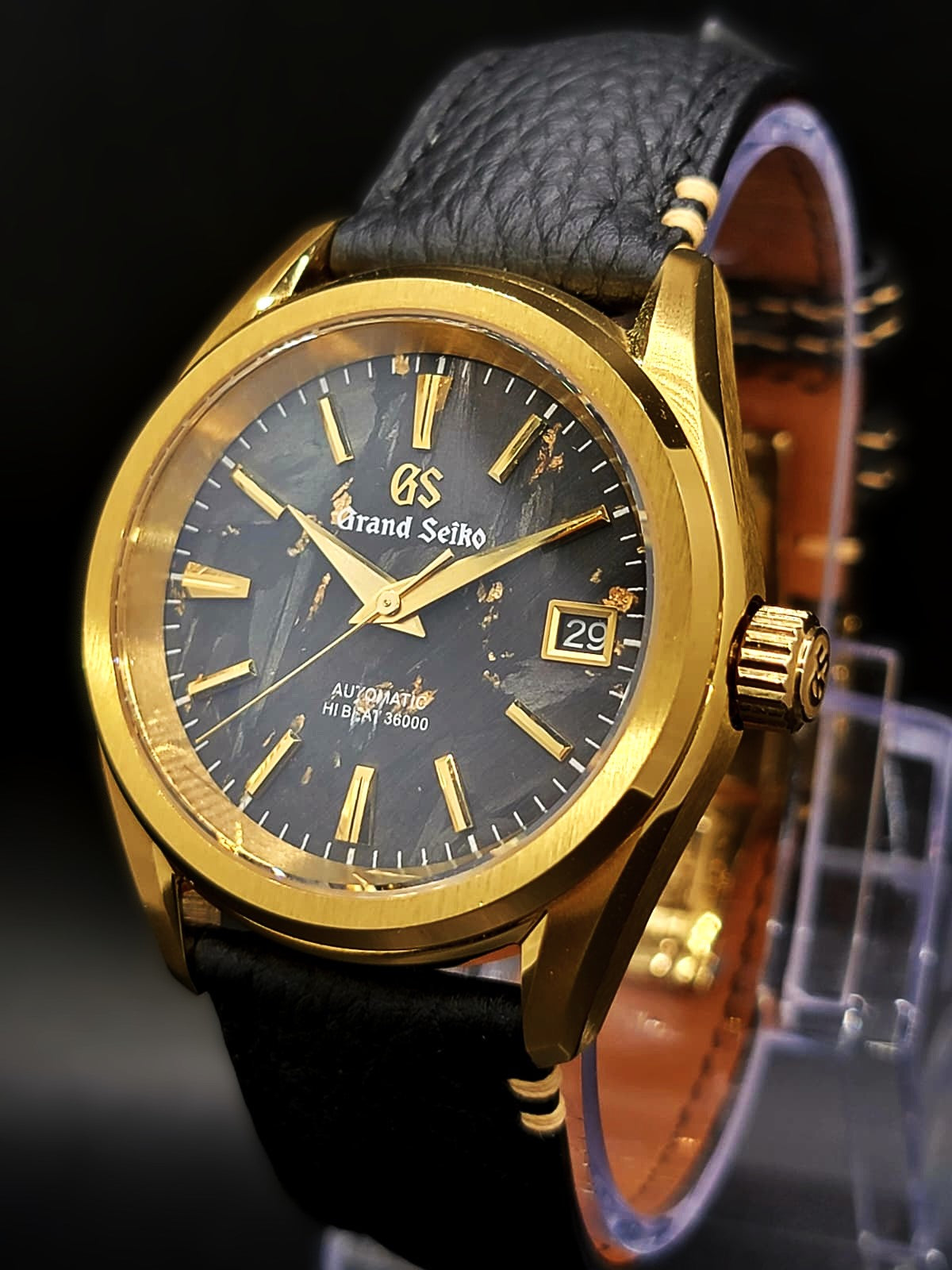 **BRAND NEW PREMIER** CUSTOM MOD 38MM (GRAND SEIKO BLACK & GOLD) HI-DEF TEXTURED DIAL AUTOMATIC NEW **BUILD TO ORDER, SERIOUS INQUIRES ONLY PLEASE**