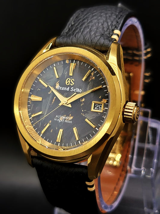 **BRAND NEW PREMIER** CUSTOM MOD 38MM (GRAND SEIKO BLACK & GOLD) HI-DEF TEXTURED DIAL AUTOMATIC NEW **BUILD TO ORDER, SERIOUS INQUIRES ONLY PLEASE**