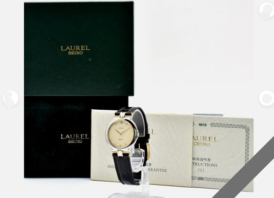 MINT w/Box SEIKO LAUREL 5A54-0290 Cream Dial Silver Women's 33mm