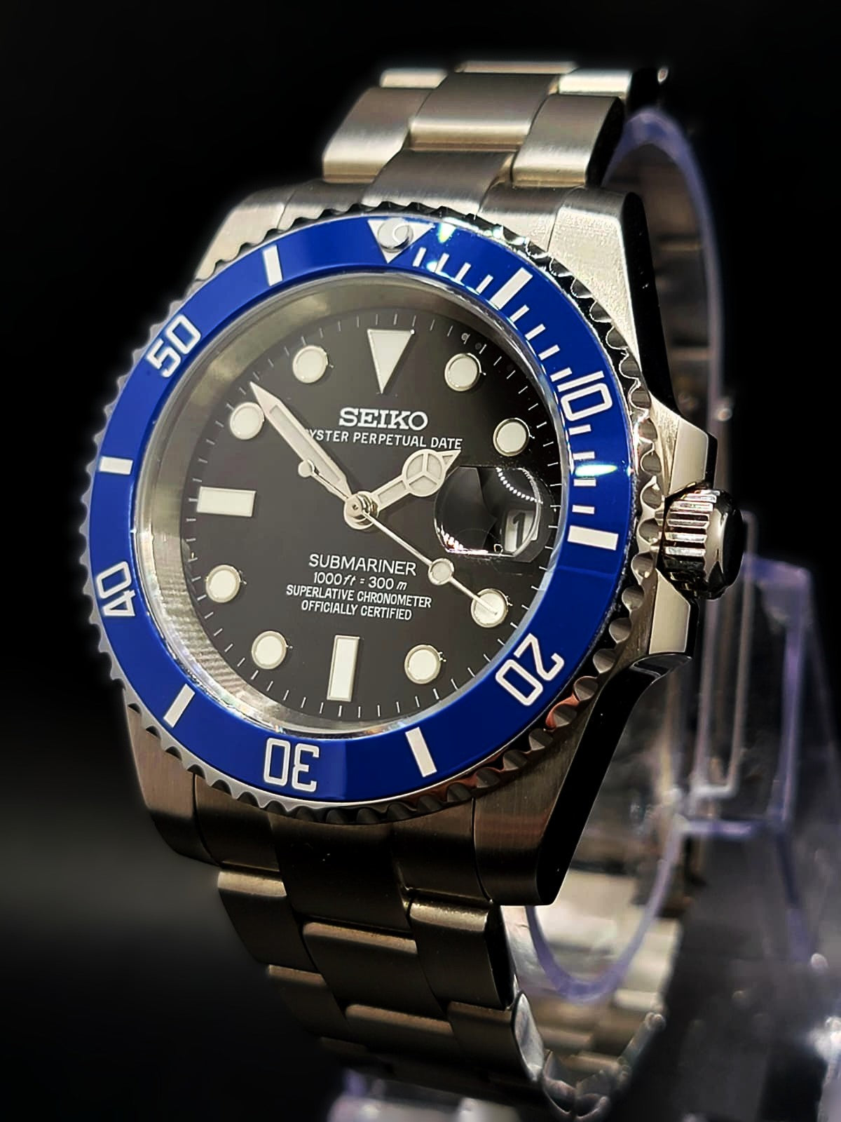 SEIKO MOD BLUEBERRY SUB STYLE SAPPHIRE CRYSTAL AUTOMATIC NH35A MOVEMENT MEN'S WATCH NEW