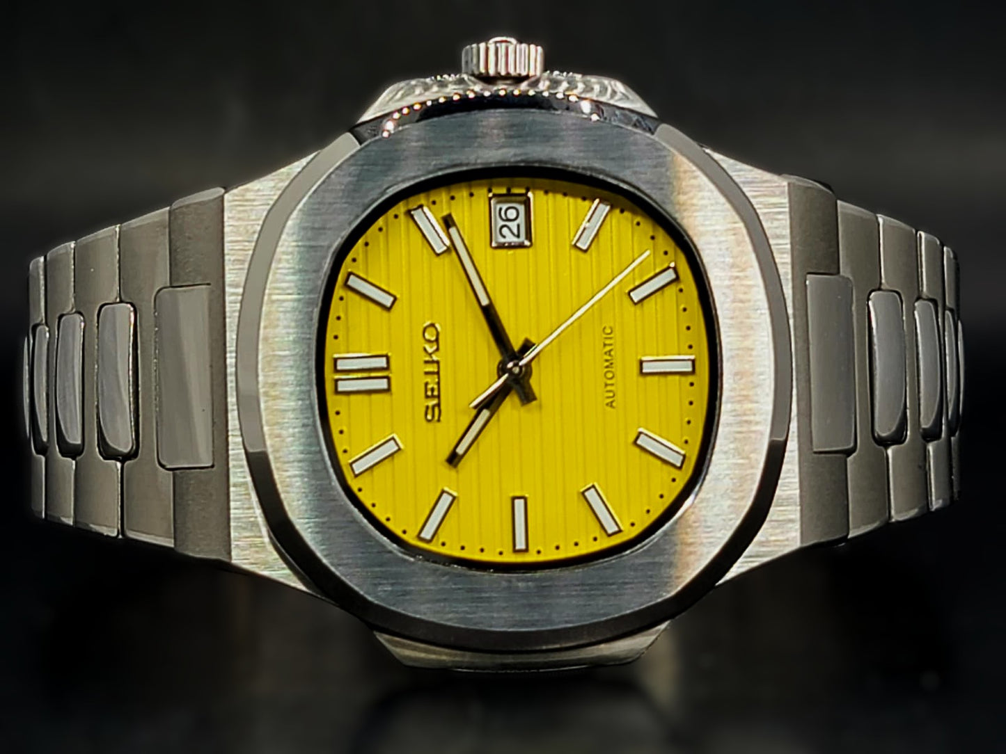 CUSTOM SEIKO NAUTILUS YELLOW DIAL MOD WATCH Automatic Movement