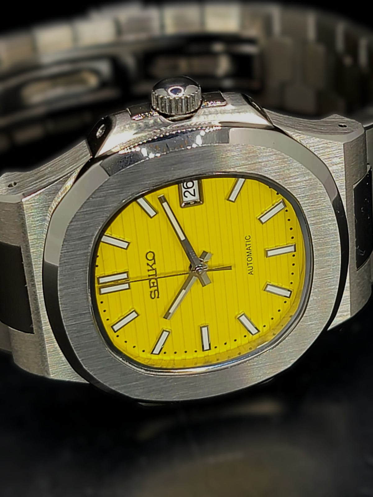 CUSTOM SEIKO NAUTILUS YELLOW DIAL MOD WATCH Automatic Movement