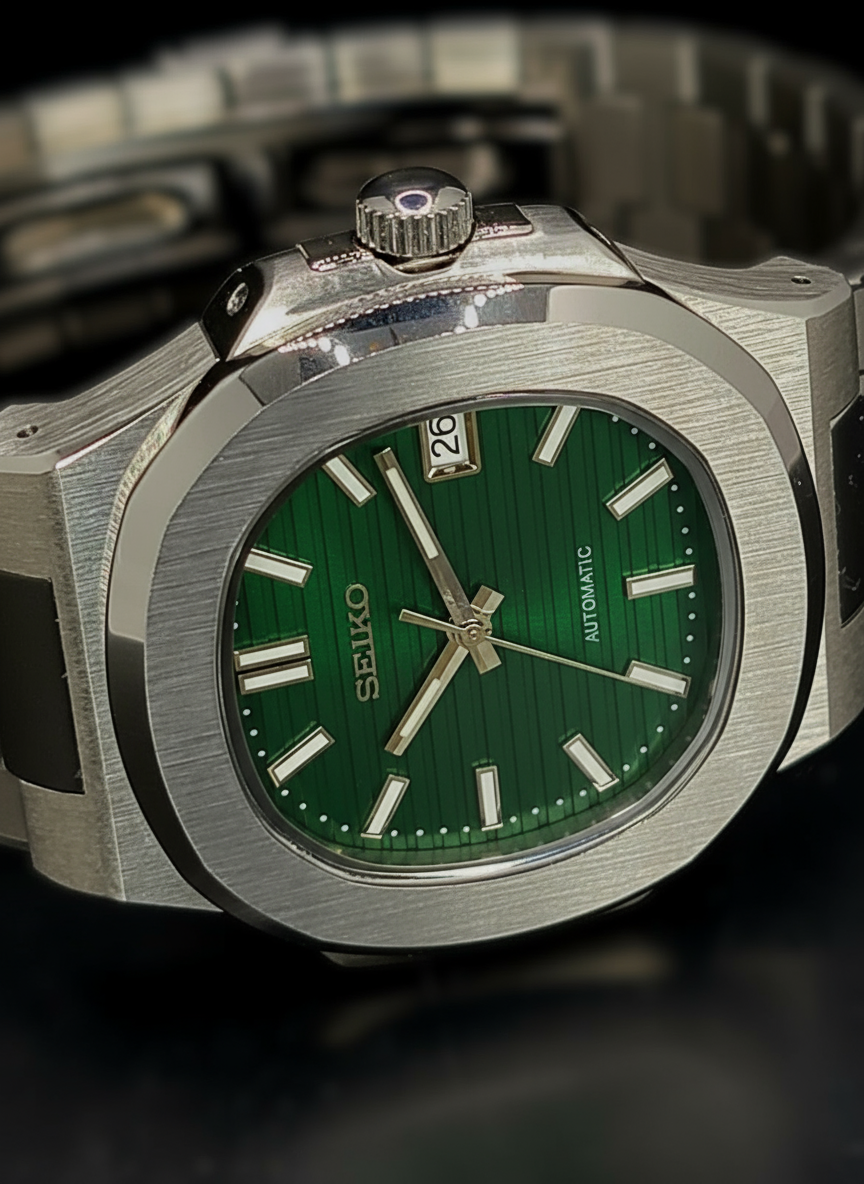 CUSTOM SEIKO NAUTILUS GREEN DIAL MOD WATCH Automatic Movement