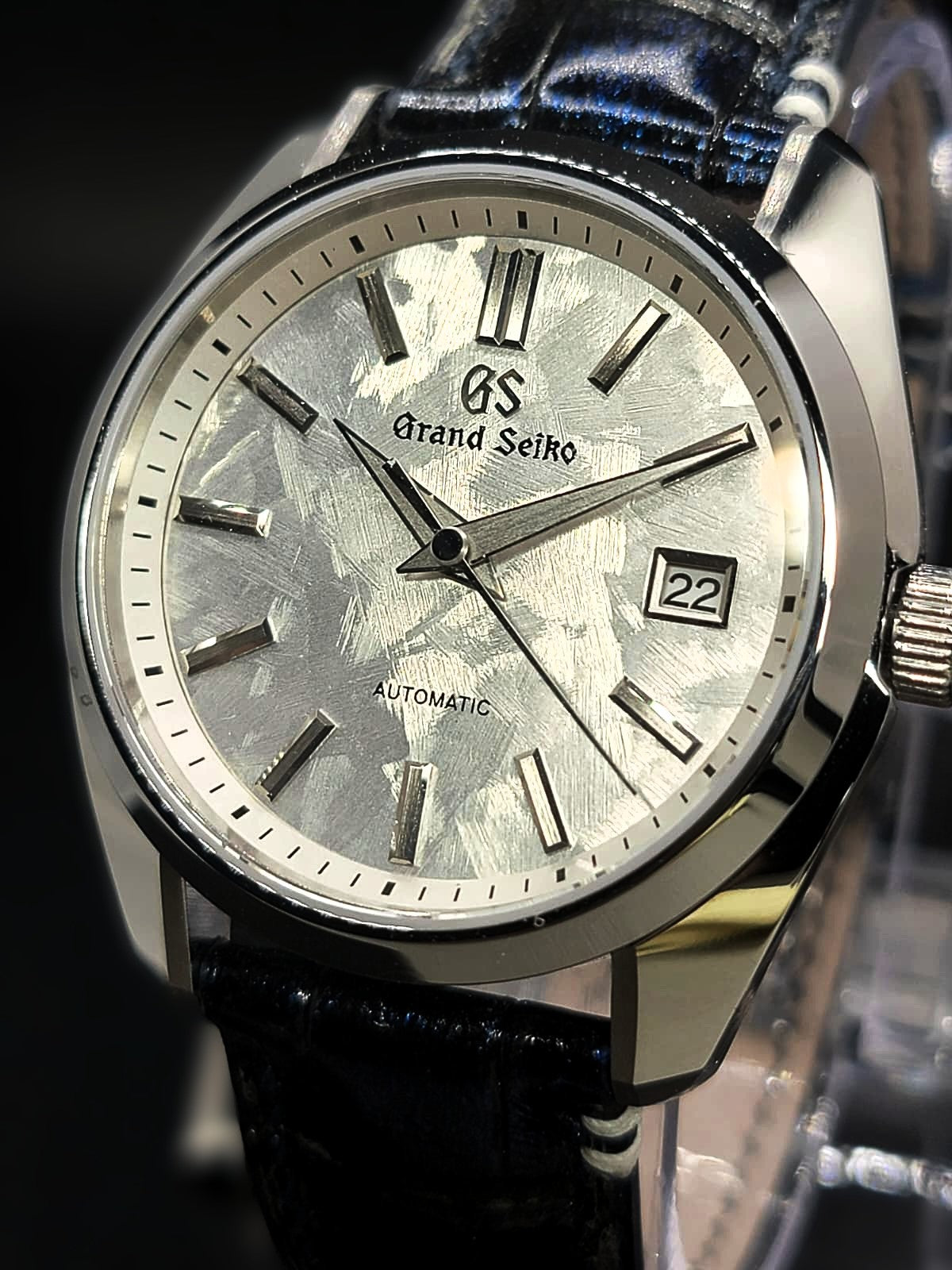 CUSTOM PREMIER GRAND SEIKO WHITE SHUNBUN MOD WITH GALAXY BLUE n GOLD LEATHER