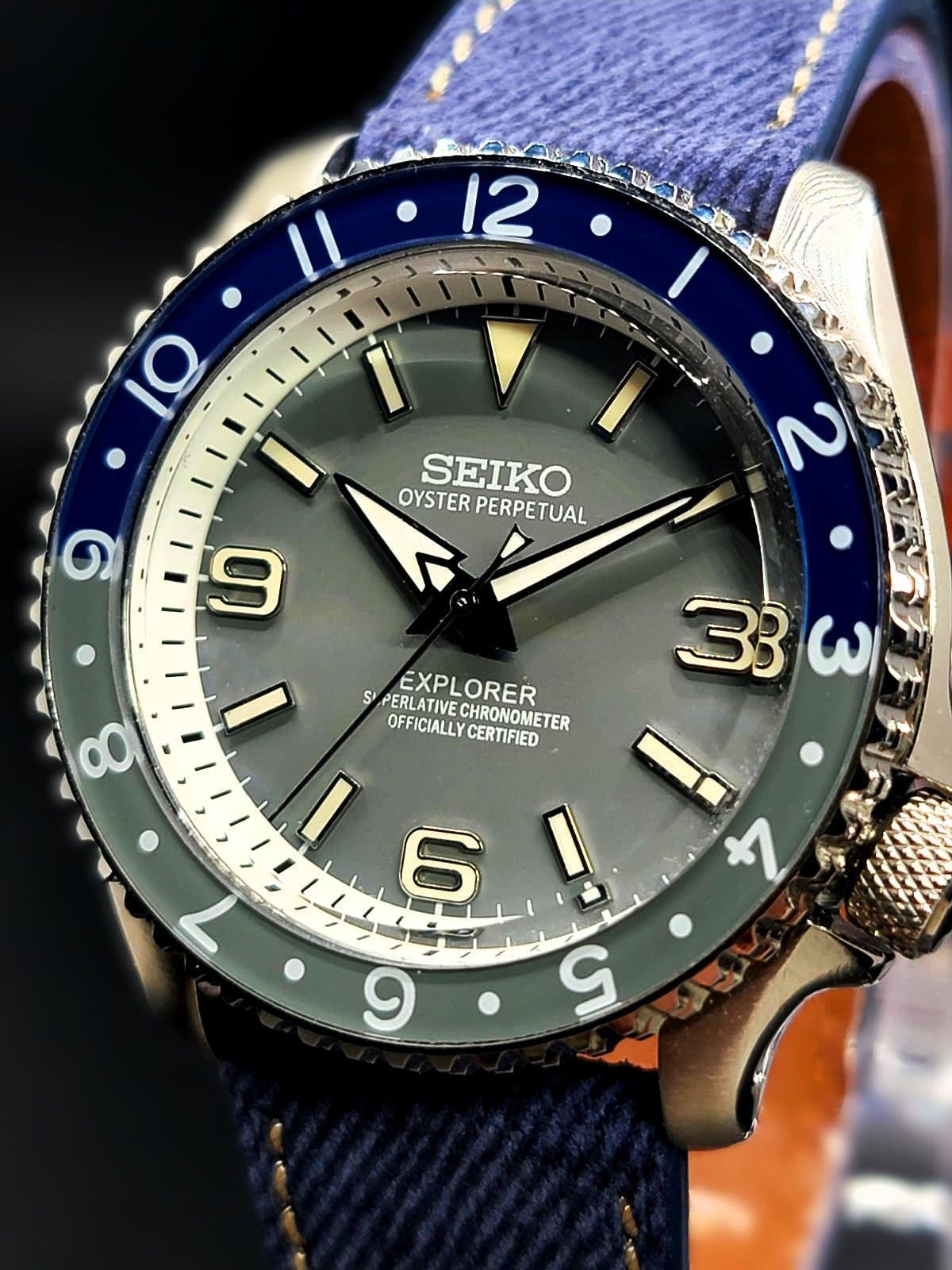 SEIKO MOD BLUE AND GRAY DIAL WITH BLUE JEANS BAND