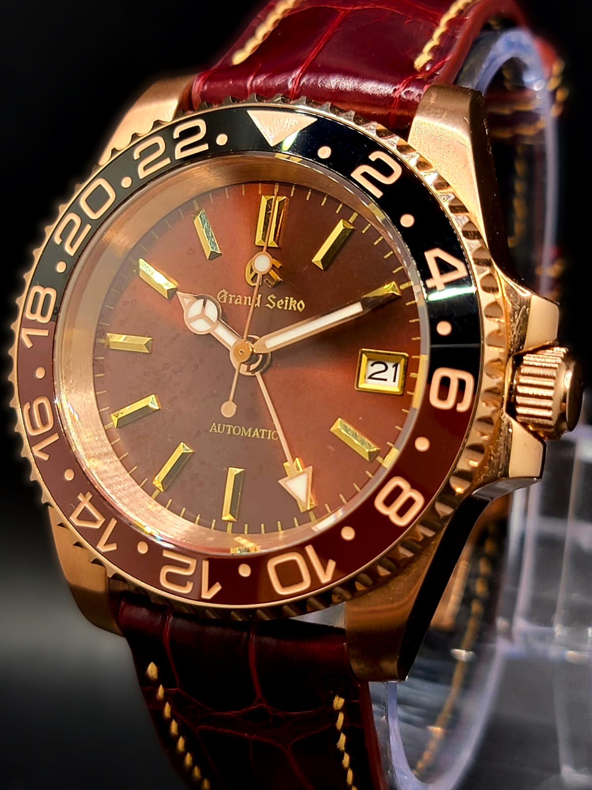 ***BRAND NEW Grand Seiko Rose Gold Men's Premier MOD Watch-Cust Leather- NH34GMT Automatic