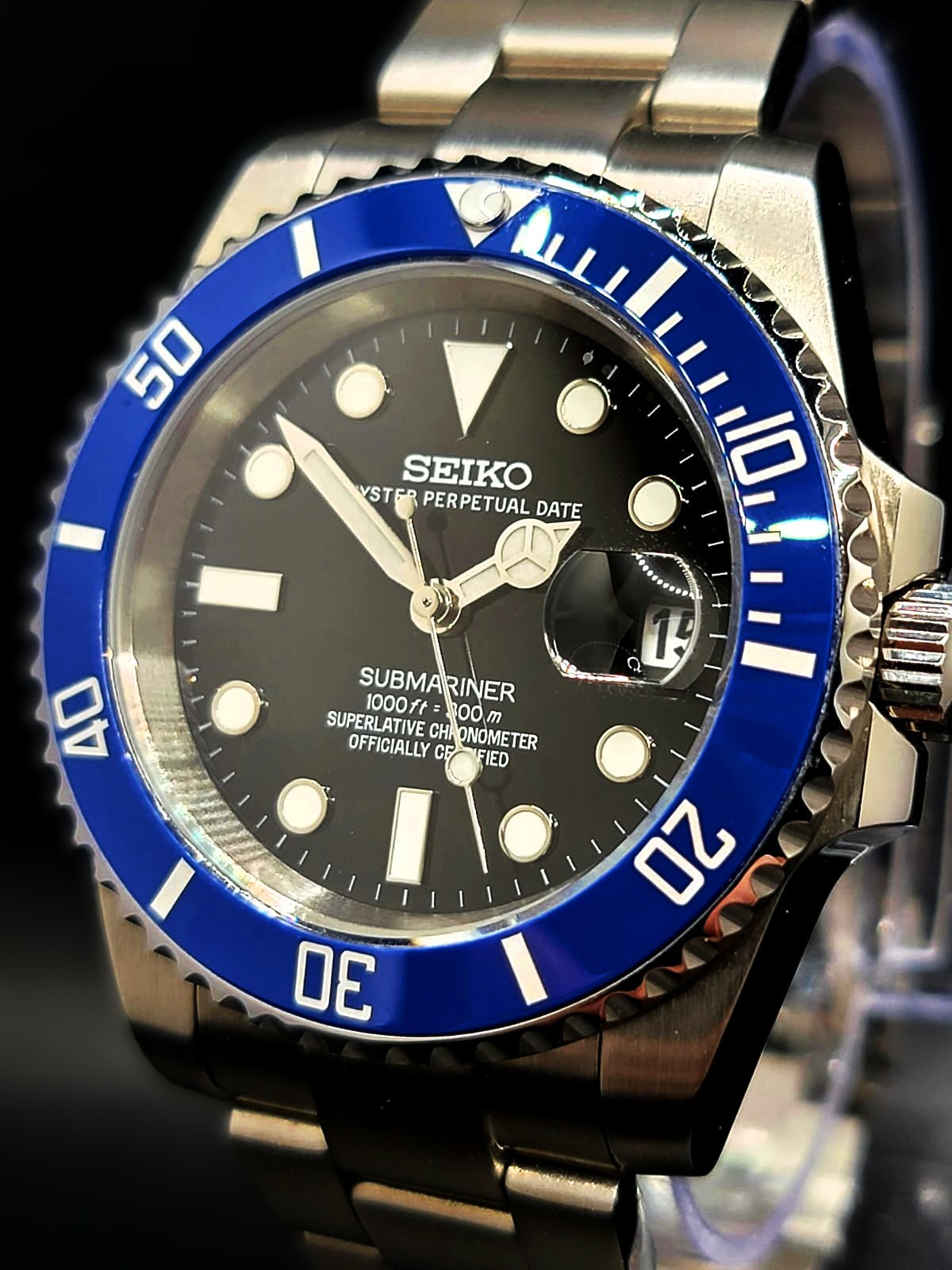 SEIKO MOD BLUEBERRY SUB STYLE SAPPHIRE CRYSTAL AUTOMATIC NH35A MOVEMENT MEN'S WATCH NEW
