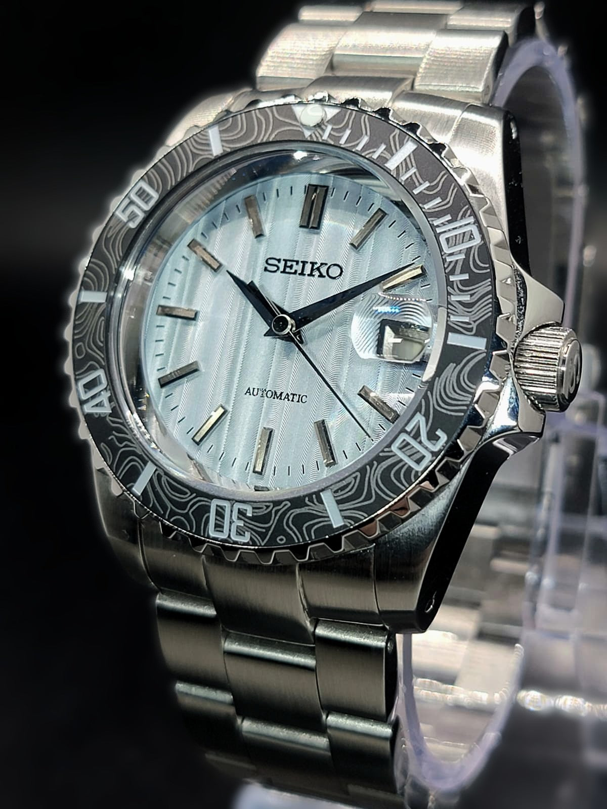 CUSTOM PREMIER SEIKO MOD - VERTICAL BLUES - AUTOMATIC