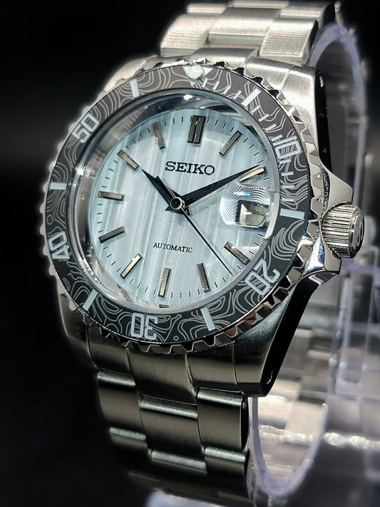 CUSTOM PREMIER SEIKO MOD - VERTICAL BLUES - AUTOMATIC