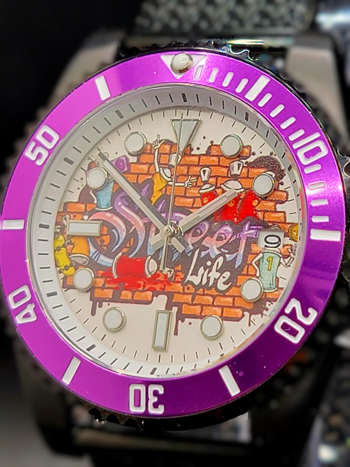 SEIKO STREET LIFE CUSTOM MOD w/ Black Steel Mesh Bracelet