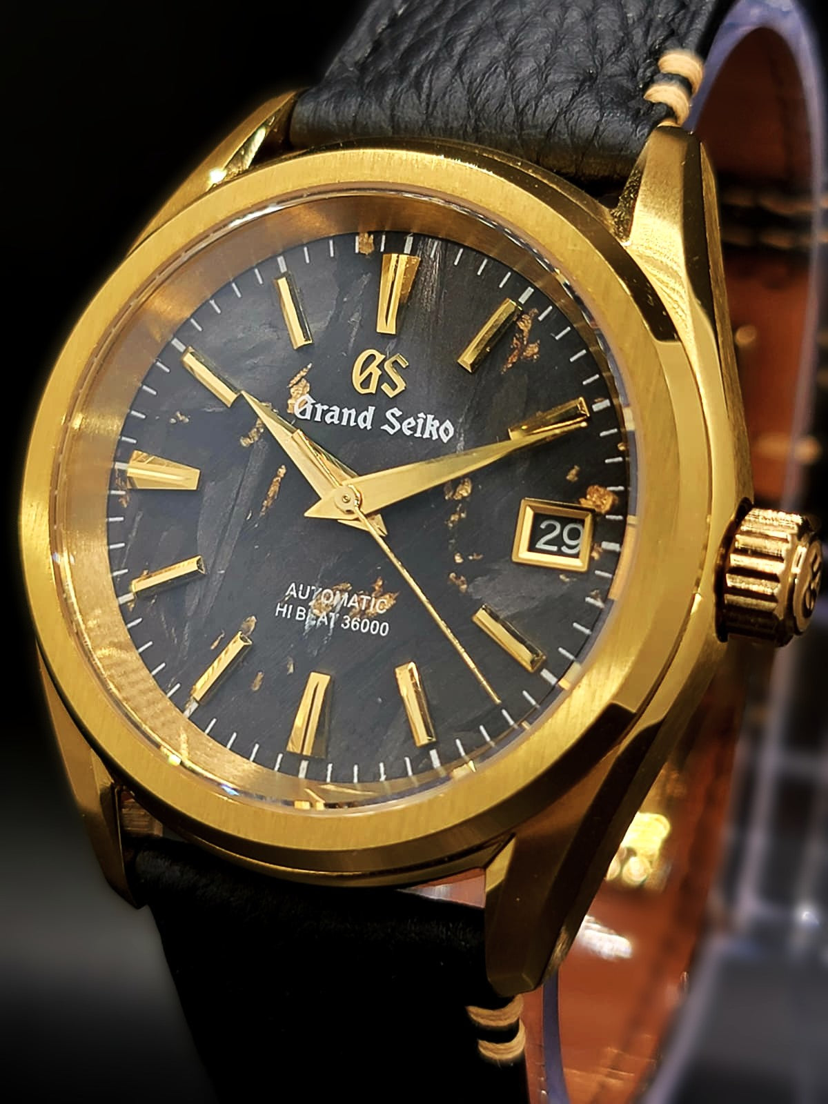 **BRAND NEW PREMIER** CUSTOM MOD 38MM (GRAND SEIKO BLACK & GOLD) HI-DEF TEXTURED DIAL AUTOMATIC NEW **BUILD TO ORDER, SERIOUS INQUIRES ONLY PLEASE**