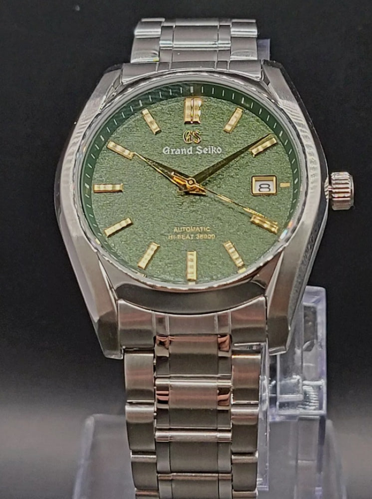 CUSTOM MOD (GRAND SEIKO HERITAGE ) GREEN AUTOMATIC NH35A MOVEMENT W/ OPEN BACK NEW