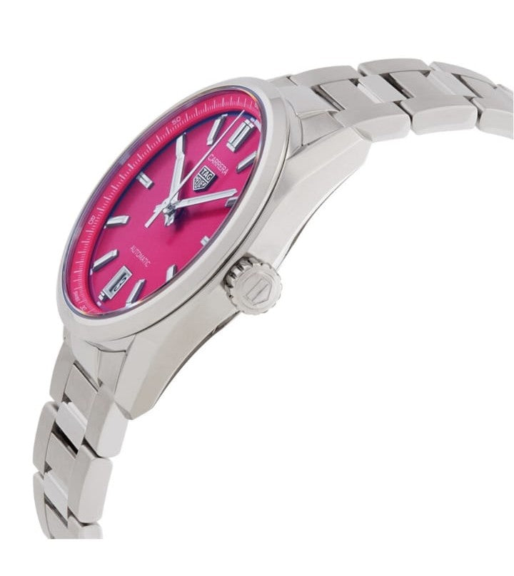 BRAND NEW TAG Heuer Carrera Date Watch Pink Dial Steel Bracelet, 36mm
