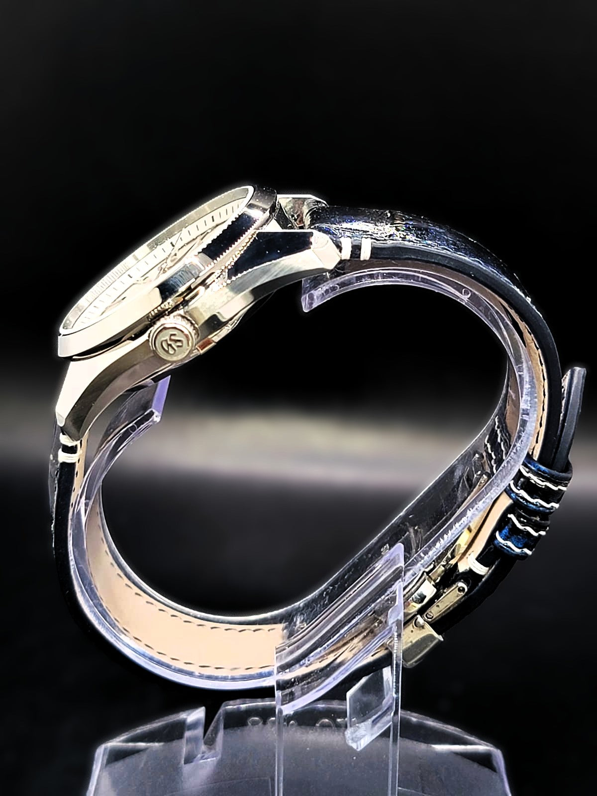 CUSTOM PREMIER GRAND SEIKO WHITE SHUNBUN MOD WITH GALAXY BLUE n GOLD LEATHER