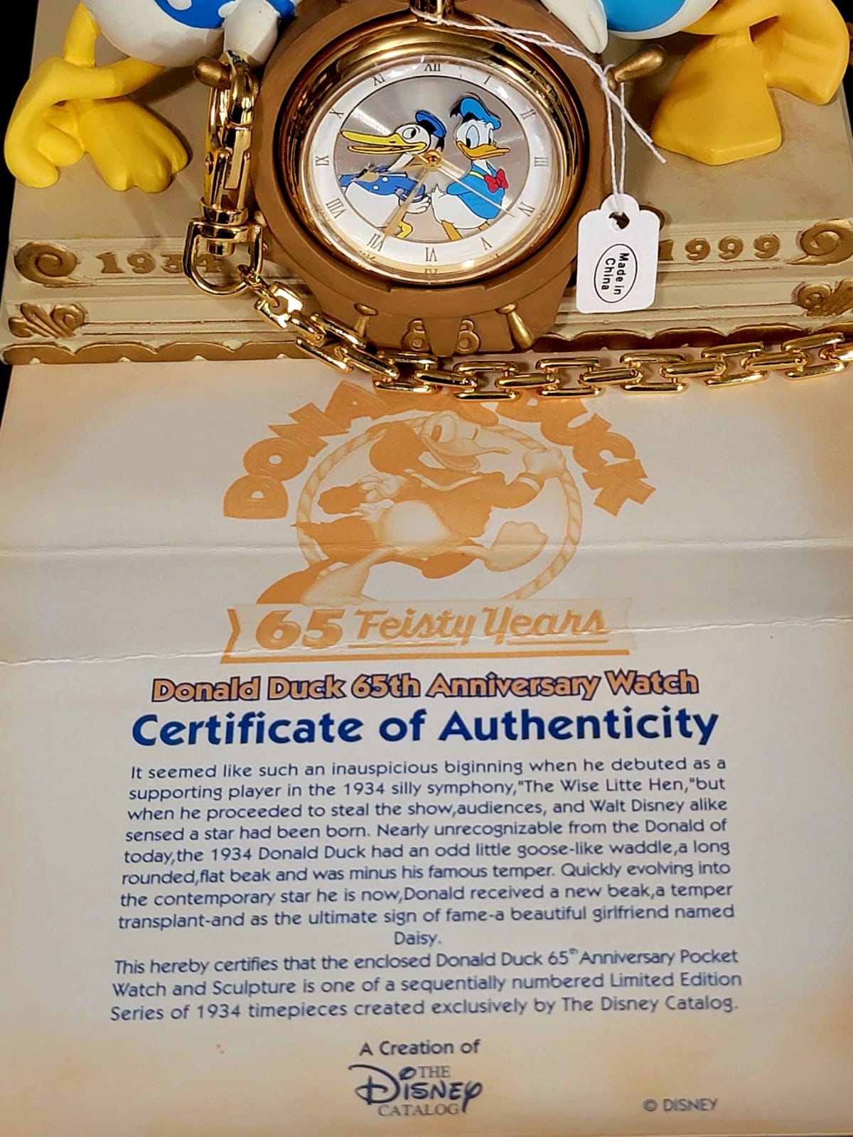 Disney Donald Duck Pocket Watch 65Th Anniversary LIMITED EDITION #0870 / 1934 NEW
