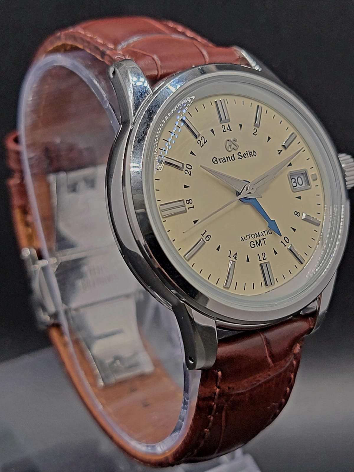 CUSTOM MOD (GRAND SEIKO ELEGANCE GMT) CREAM DIAL LEATHER STRAP AUTO NH34GMT NEW