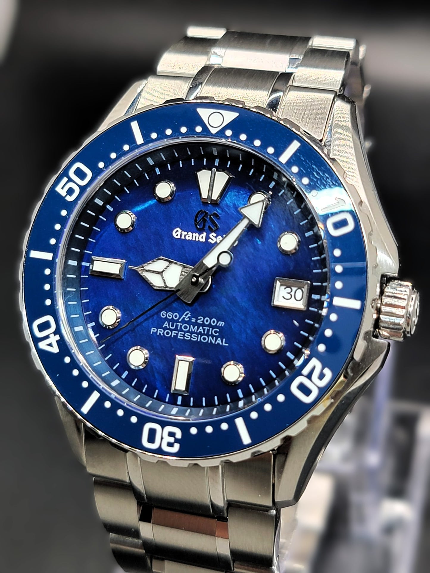 *** BRAND NEW PREMIER CUSTOM MOD 40mm Grand Seiko Sports Collection BLUE MOTHER OF PEARL Mens Watch - NH35