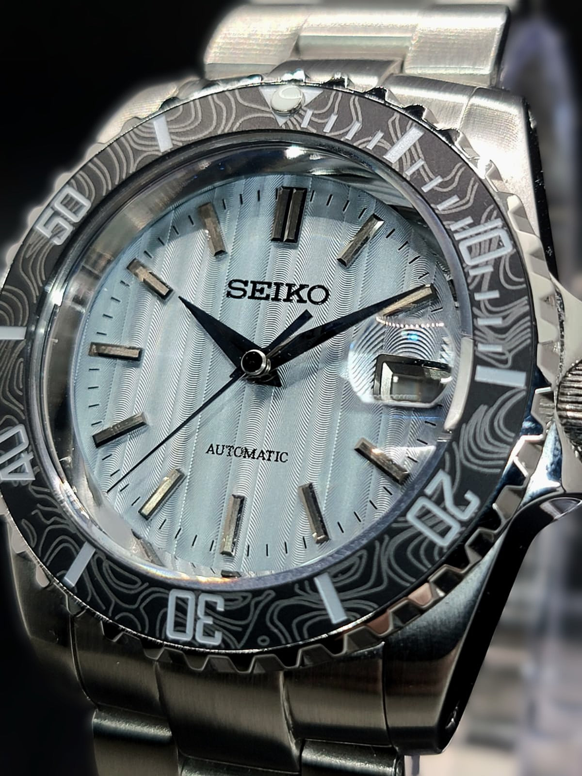 CUSTOM PREMIER SEIKO MOD - VERTICAL BLUES - AUTOMATIC