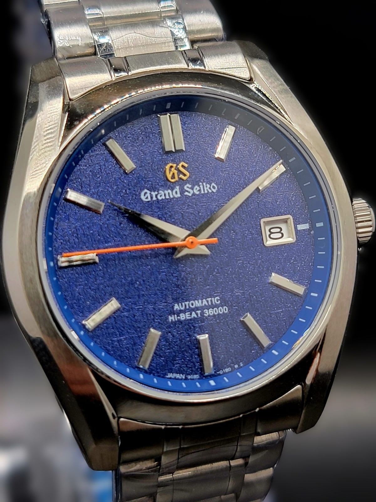 CUSTOM MOD (GRAND SEIKO HERITAGE) BLUE AUTOMATIC NH35A MOVEMENT OPEN CASE-BACK NEW