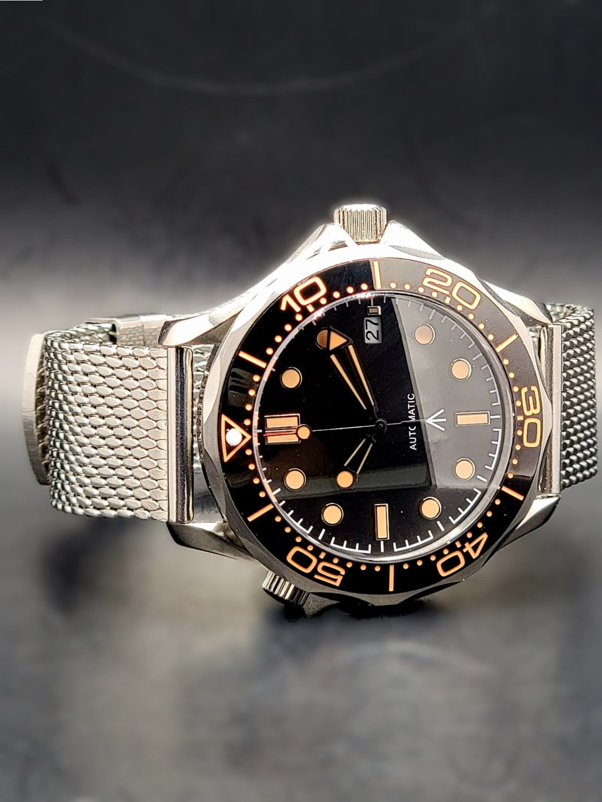 Sterile MOD 41mm Black and Orange 007 Diver - Sapphire Glass 24 Jewels NH35 Automatic Men Watch