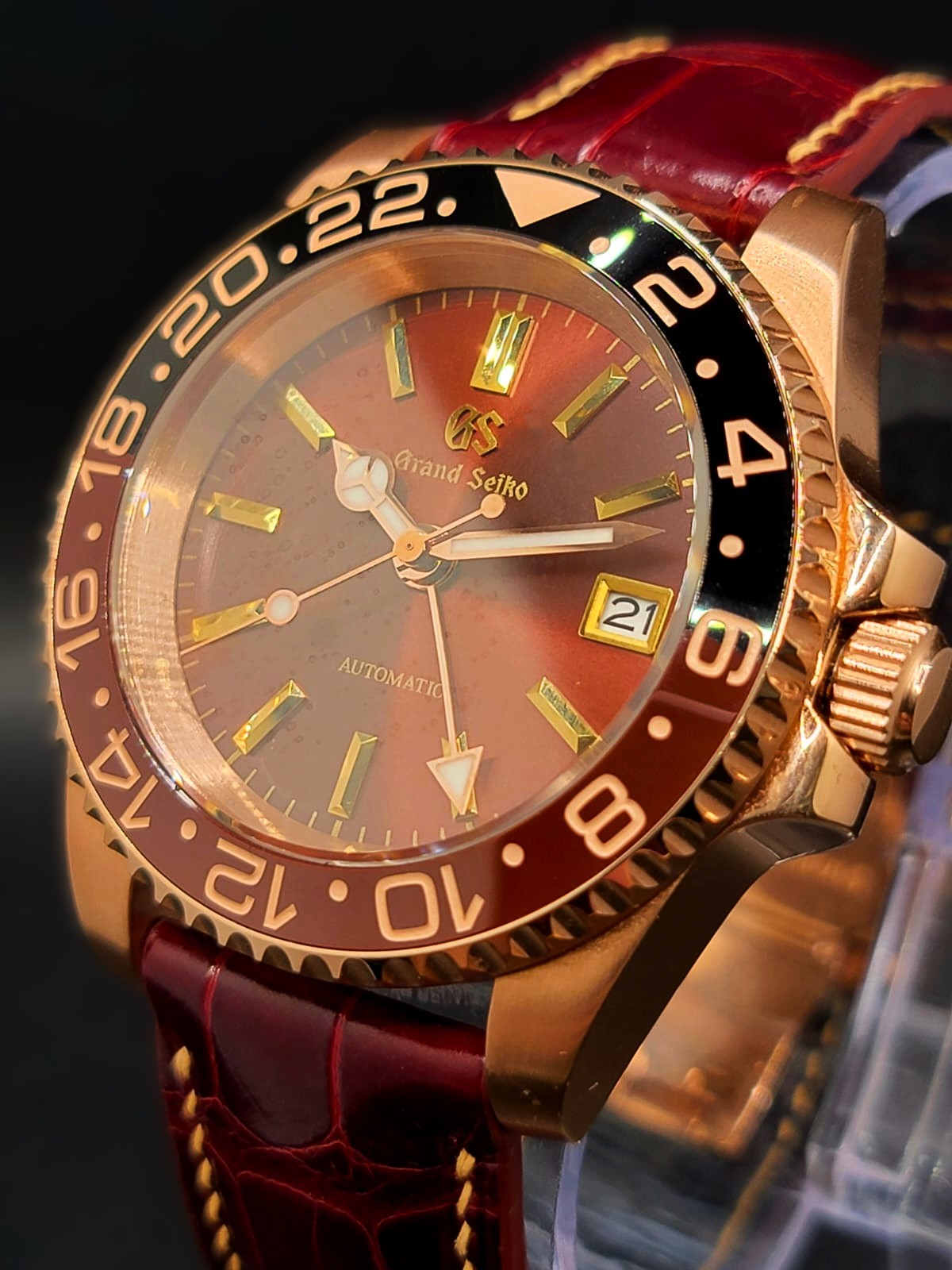 ***BRAND NEW Grand Seiko Rose Gold Men's Premier MOD Watch-Cust Leather- NH34GMT Automatic