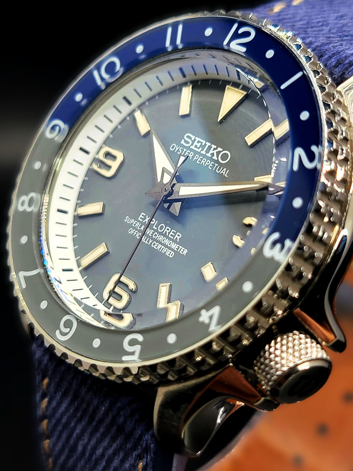 SEIKO MOD BLUE AND GRAY DIAL WITH BLUE JEANS BAND