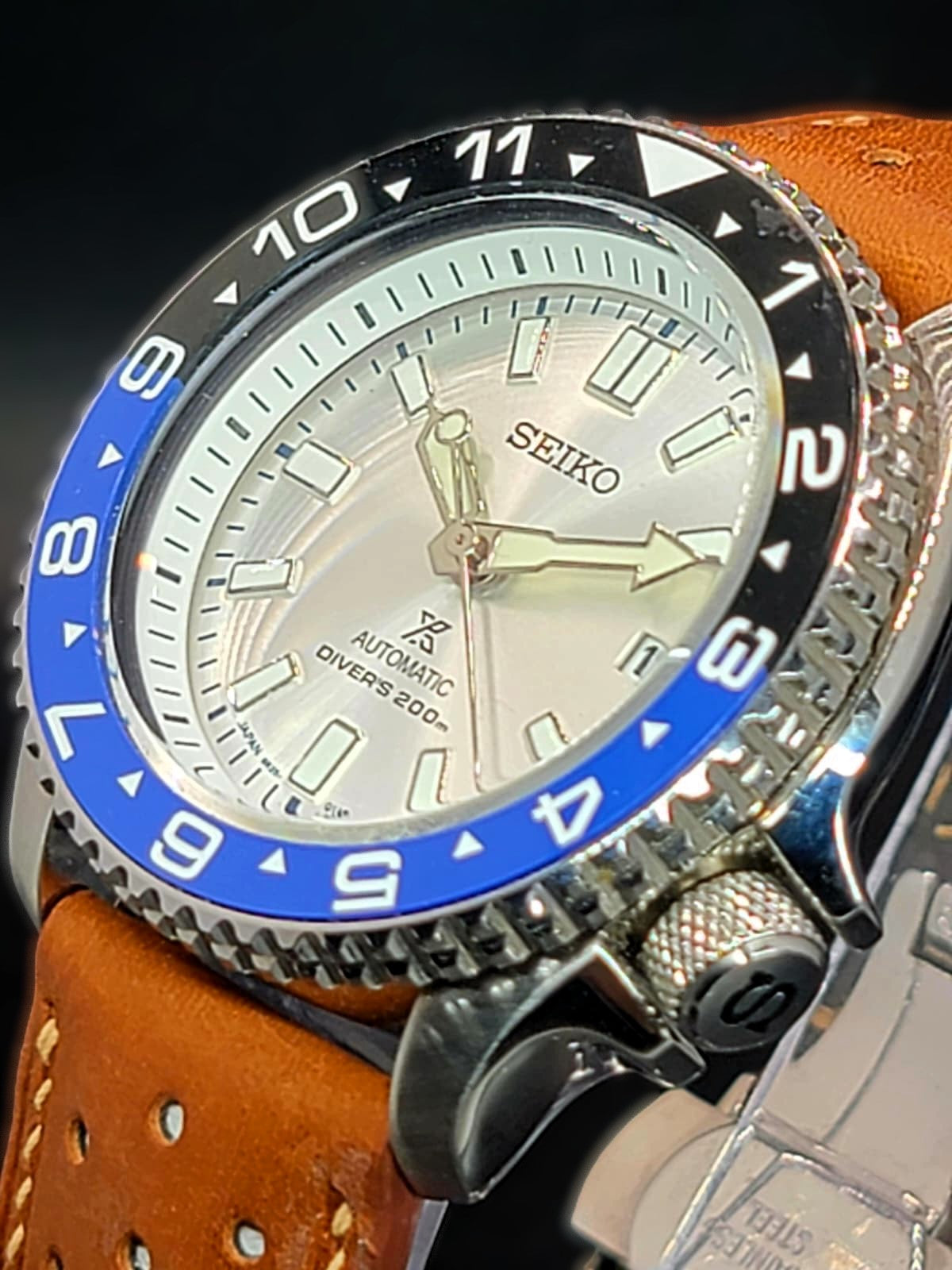 CUSTOM SEIKO MOD - COWBOY ICE - CUSTOM HAND MADE LEATHER