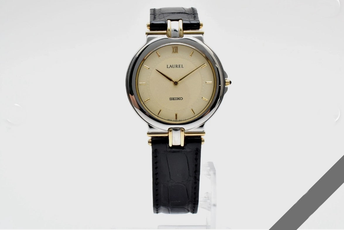 MINT w/Box SEIKO LAUREL 5A54-0290 Cream Dial Silver Women's 33mm
