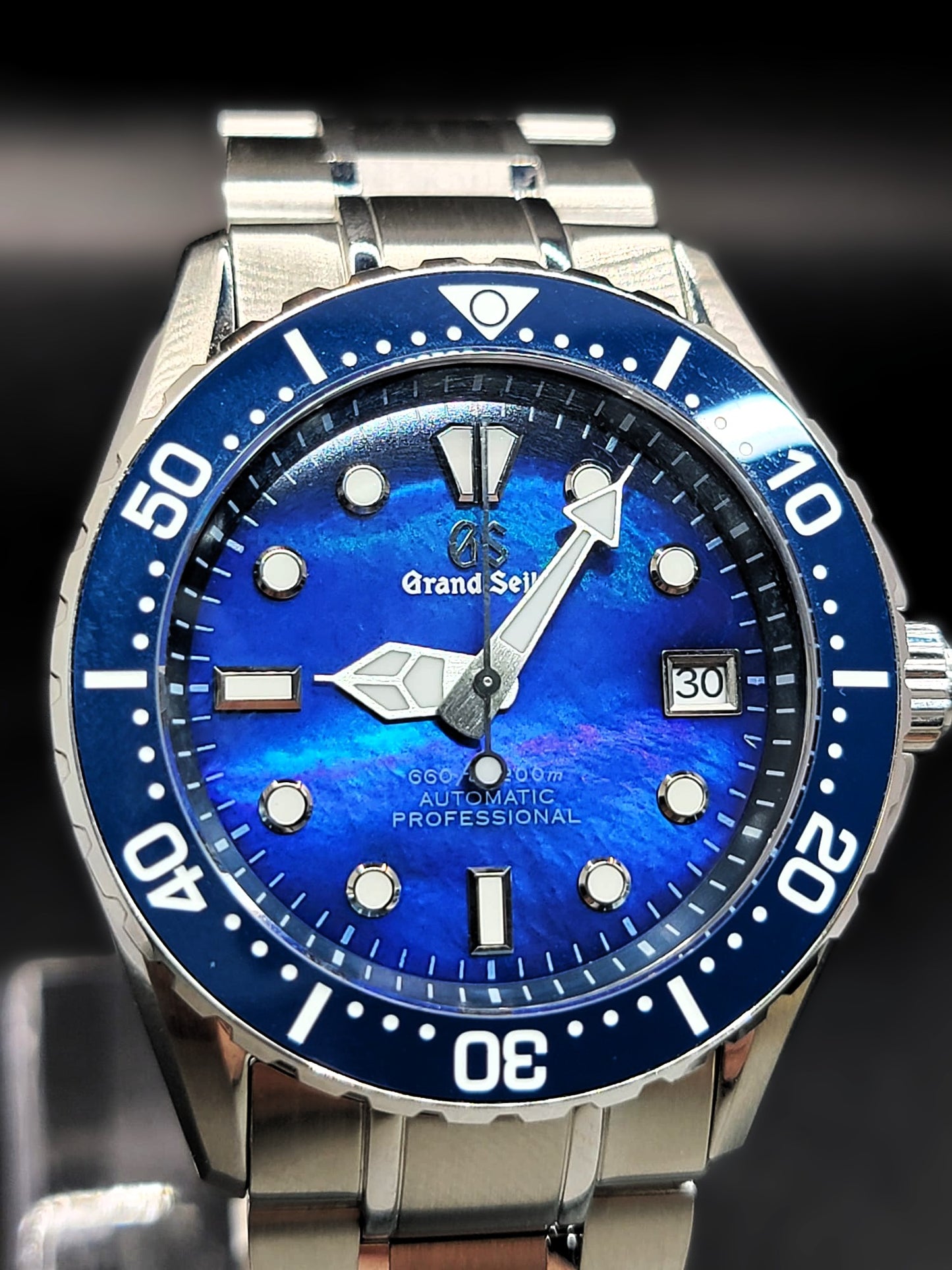 *** BRAND NEW PREMIER CUSTOM MOD 40mm Grand Seiko Sports Collection BLUE MOTHER OF PEARL Mens Watch - NH35