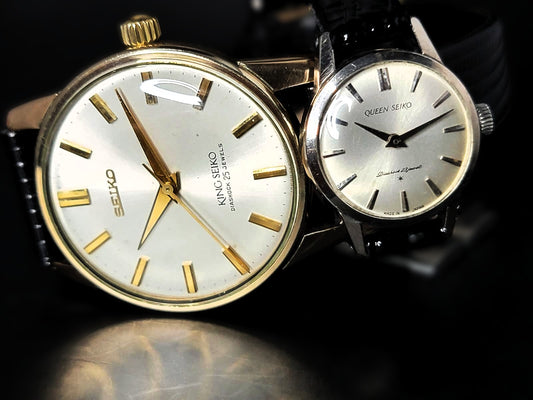 NEAR MINT 1965 King Seiko and Queen Seiko SET from Tokyo's Flagship Store Waco - Seiko Store