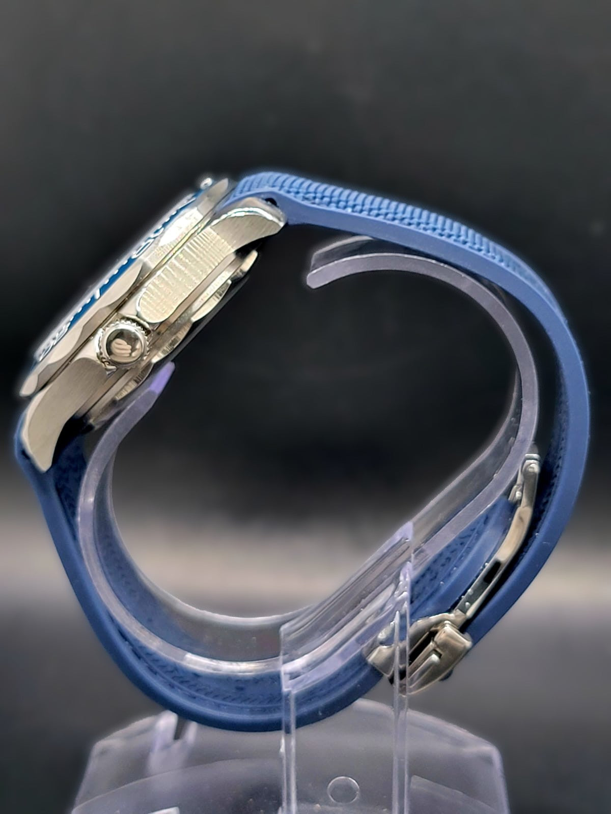 CUSTOM MOD 41mm Blue Wave Dial Sapphire NH35A Auto Mens Watch **USA SHIPPED**